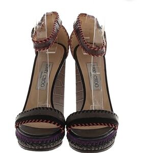 Jimmy Choo platform leather brown and grey sandal size 7